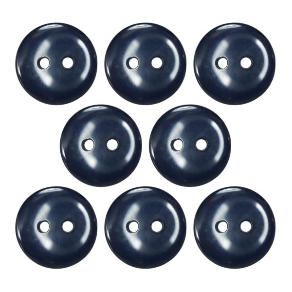 画像1: 樹脂ボタン フラットタイプ 二つ穴【ネイビー】18mm 8個入 丸型 シンプル 手芸 服飾 付け替え きらきらぷんぷん丸 B-1609 (1)
