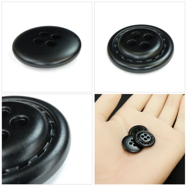 画像5: レザー調ボタン【ブラック】18mm 10個入 四つ穴 ステッチ風 丸型 手芸 服飾 付け替え きらきらぷんぷん丸 B-1624 (5)