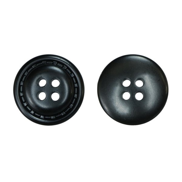 画像1: レザー調ボタン【ブラック】20mm 8個入 四つ穴 ステッチ風 丸型 手芸 服飾 付け替え きらきらぷんぷん丸 B-1625 (1)