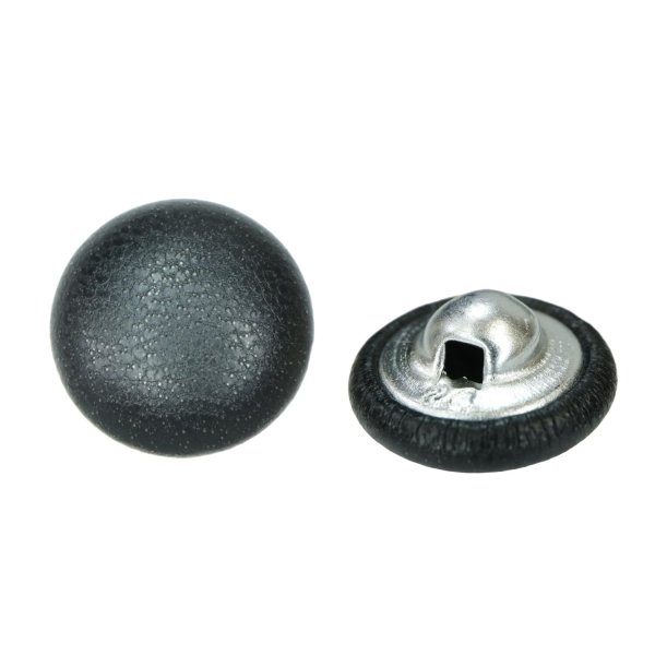 画像1: くるみボタン レザー調【ブラック】15mm 10個入 丸型 足つき シボ感 手芸 服飾 付け替え きらきらぷんぷん丸 B-1629 (1)