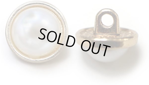 画像1: パールボタン 装飾 【金フチ ゴールド】 ホワイト 白 パール ボタン ビジューボタン 飾りボタン 縫製ボタン 袖口ボタン 10個入り 【11.5mm】 きらきらぷんぷん丸 B-163 (1)