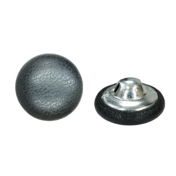 画像1: くるみボタン レザー調【ブラック】18mm 8個入 丸型 足つき シボ感 手芸 服飾 付け替え きらきらぷんぷん丸 B-1630 (1)