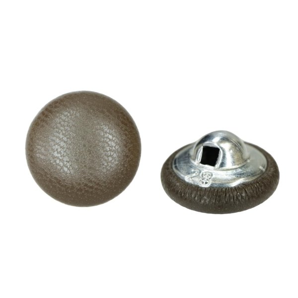 画像1: くるみボタン レザー調【ダークブラウン】18mm 8個入 丸型 足つき シボ感 手芸 服飾 付け替え きらきらぷんぷん丸 B-1633 (1)