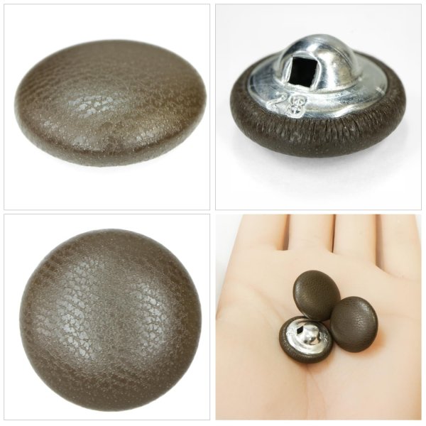 画像5: くるみボタン レザー調【ダークブラウン】18mm 8個入 丸型 足つき シボ感 手芸 服飾 付け替え きらきらぷんぷん丸 B-1633 (5)