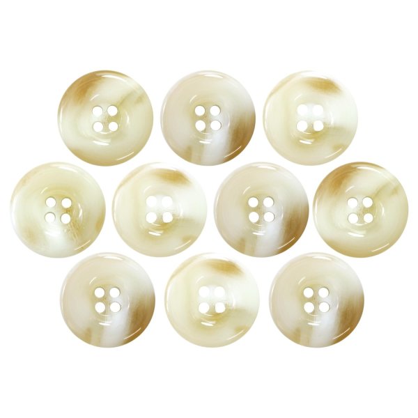 画像1: 樹脂ボタン マーブル風模様【アイボリー】15mm 10個入 ドーナツ型 四つ穴 手芸 服飾 付け替え きらきらぷんぷん丸 B-1638 (1)
