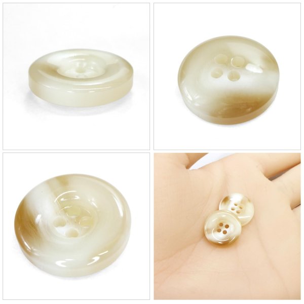 画像5: 樹脂ボタン マーブル風模様【アイボリー】15mm 10個入 ドーナツ型 四つ穴 手芸 服飾 付け替え きらきらぷんぷん丸 B-1638 (5)