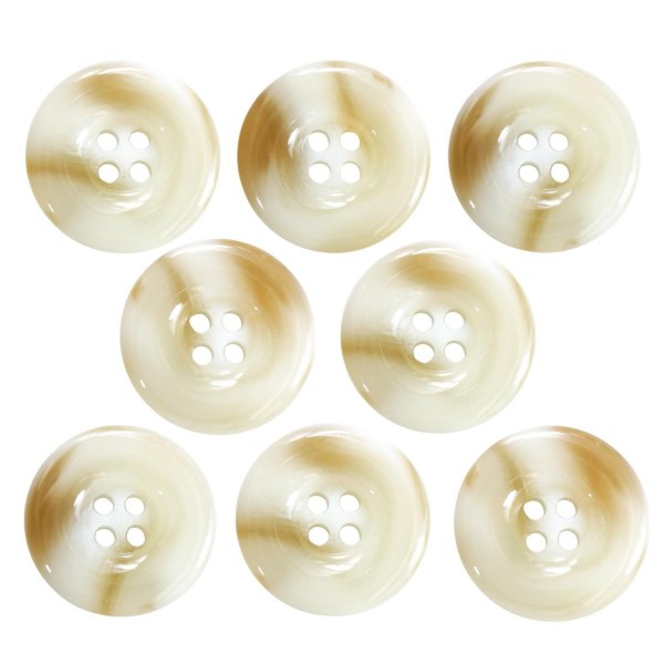 画像1: 樹脂ボタン マーブル風模様【アイボリー】18mm 8個入 ドーナツ型 四つ穴 手芸 服飾 付け替え きらきらぷんぷん丸 B-1639 (1)