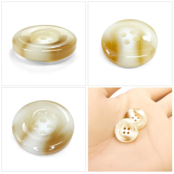 画像5: 樹脂ボタン マーブル風模様【アイボリー】18mm 8個入 ドーナツ型 四つ穴 手芸 服飾 付け替え きらきらぷんぷん丸 B-1639 (5)