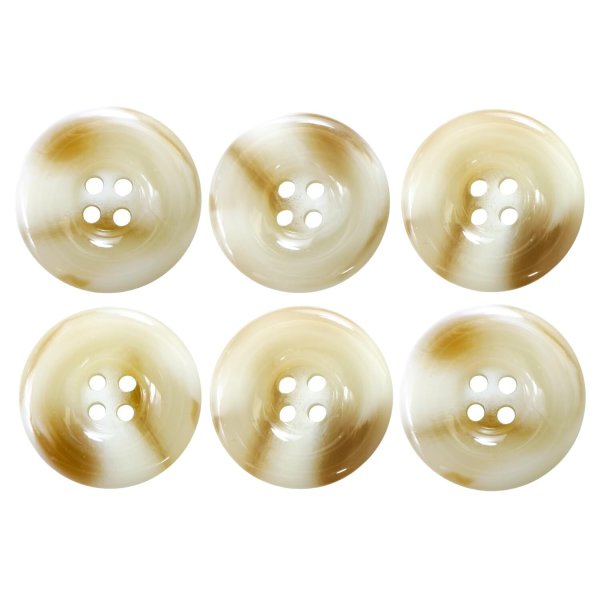 画像1: 樹脂ボタン マーブル風模様【アイボリー】21mm 6個入 ドーナツ型 四つ穴 手芸 服飾 付け替え きらきらぷんぷん丸 B-1640 (1)