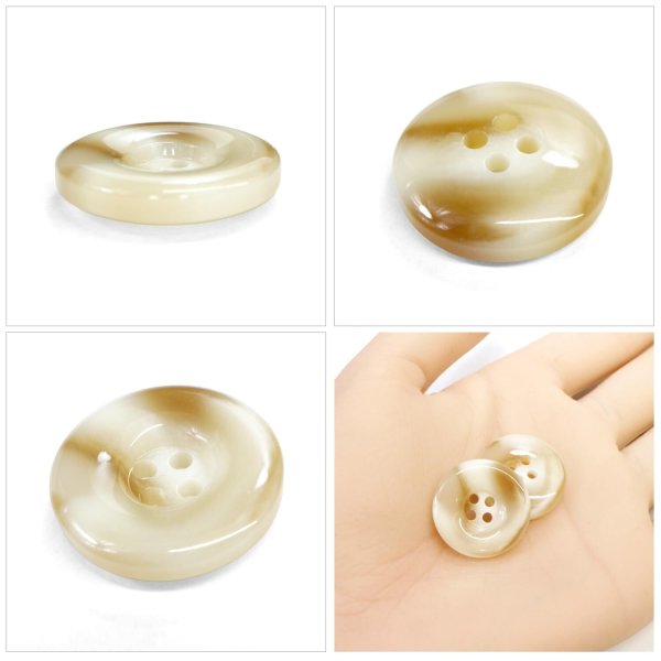 画像5: 樹脂ボタン マーブル風模様【アイボリー】21mm 6個入 ドーナツ型 四つ穴 手芸 服飾 付け替え きらきらぷんぷん丸 B-1640 (5)