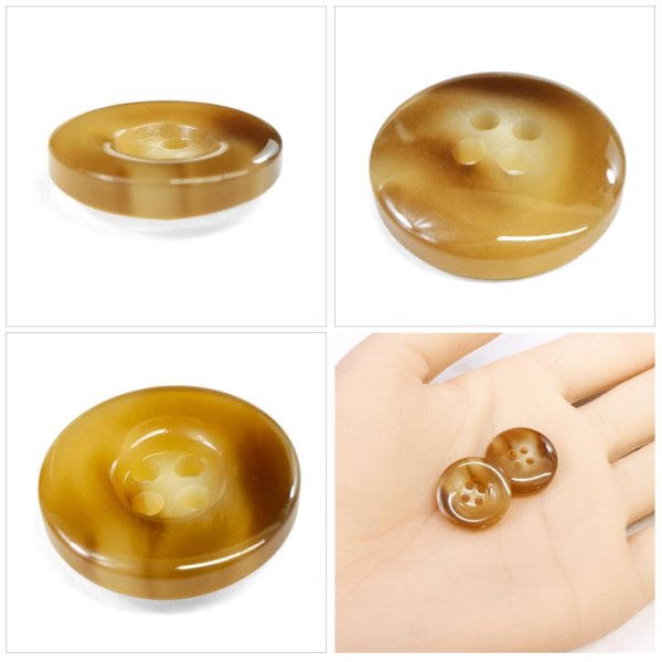画像5: 樹脂ボタン マーブル風模様【ブラウン】18mm 8個入 ドーナツ型 四つ穴 手芸 服飾 付け替え きらきらぷんぷん丸 B-1645 (5)