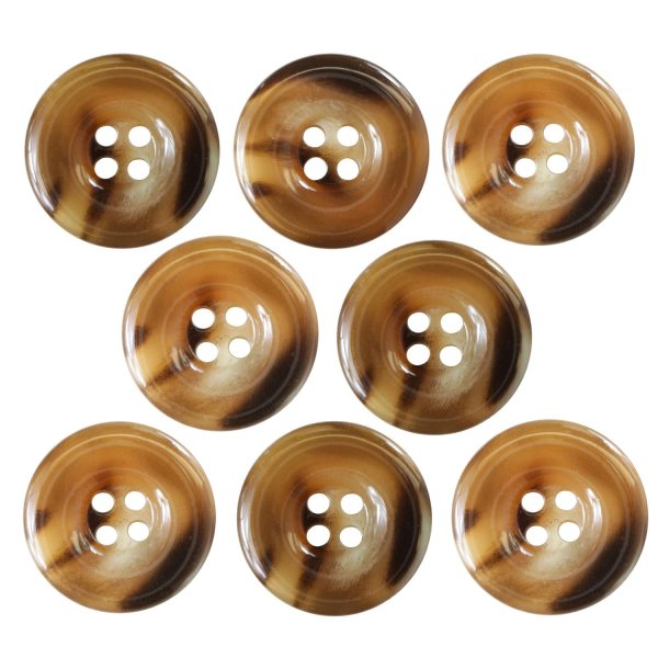 画像1: 樹脂ボタン マーブル風模様【ダークブラウン】18mm 8個入 ドーナツ型 四つ穴 手芸 服飾 付け替え きらきらぷんぷん丸 B-1648 (1)