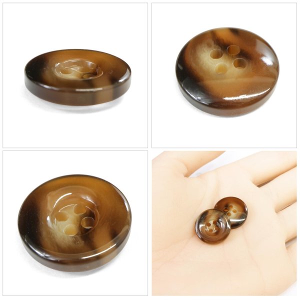 画像5: 樹脂ボタン マーブル風模様【ダークブラウン】18mm 8個入 ドーナツ型 四つ穴 手芸 服飾 付け替え きらきらぷんぷん丸 B-1648 (5)