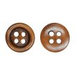画像1: ウッドボタン【ブラウン】11.5mm 15個入 丸型 四つ穴 ラウンドリム 木製 手芸 服飾 付け替え きらきらぷんぷん丸 B-1658 (1)