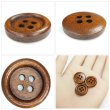 画像5: ウッドボタン【ブラウン】18mm 8個入 丸型 四つ穴 ラウンドリム 木製 手芸 服飾 付け替え きらきらぷんぷん丸 B-1660 (5)
