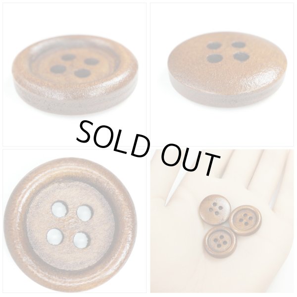 画像5: ウッドボタン【ブラウン】18mm 8個入 丸型 四つ穴 ラウンドリム 木製 手芸 服飾 付け替え きらきらぷんぷん丸 B-1660 (5)