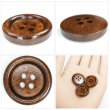 画像5: ウッドボタン【ブラウン】20mm 6個入 丸型 四つ穴 ラウンドリム 木製 手芸 服飾 付け替え きらきらぷんぷん丸 B-1661 (5)