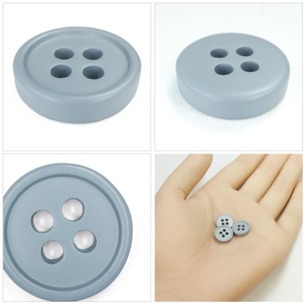 画像5: 樹脂ボタン【グレー】11.5mm 15個入 丸型 四つ穴 ラウンドリム 手芸 付け替え きらきらぷんぷん丸 B-1670 (5)