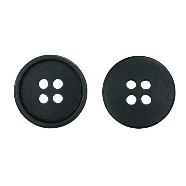 画像1: 樹脂ボタン【ブラック】15mm 10個入 丸型 四つ穴 ラウンドリム 手芸 付け替え きらきらぷんぷん丸 B-1683 (1)