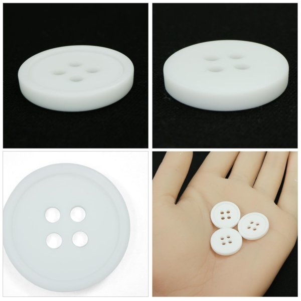 画像5: 樹脂ボタン【ホワイト】18mm 8個入 丸型 四つ穴 ラウンドリム 手芸 付け替え きらきらぷんぷん丸 B-1688 (5)