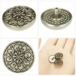 画像6: フラワーメタルボタン アンティーク調【ブロンズ】15mm 10個入 丸型 足つき 花柄 手芸 服飾 きらきらぷんぷん丸 B-1708 (6)