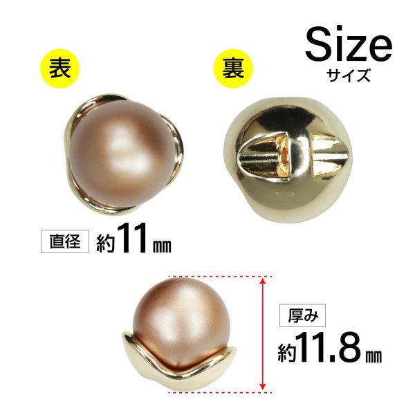 画像2: パール調ボタン ゴールドフレーム【ブラウン】11mm 8個入 丸型 裏穴付き 手芸 服飾 付け替え きらきらぷんぷん丸 B-1725 (2)