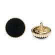 画像1: フロッキーボタン【ブラック】12.5mm 10個入 丸型 足つき ゴールド縁 手芸 服飾 付け替え きらきらぷんぷん丸 B-1767 (1)