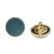 画像1: フロッキーボタン【ネイビー】12.5mm 10個入 丸型 足つき ゴールド縁 手芸 服飾 付け替え きらきらぷんぷん丸 B-1768 (1)