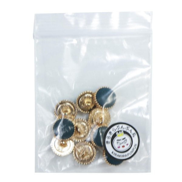 画像7: フロッキーボタン【ネイビー】12.5mm 10個入 丸型 足つき ゴールド縁 手芸 服飾 付け替え きらきらぷんぷん丸 B-1768 (7)