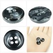 画像5: シェル調樹脂ボタン【ブラック】12.5mm 12個入 丸型 四つ穴 くぼみデザイン 手芸 服飾 付け替え きらきらぷんぷん丸 B-1788 (5)