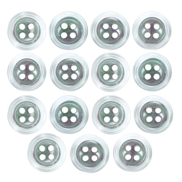 画像1: 樹脂ボタン シェル調【ブラック】11.5mm 15個入 丸型 四つ穴 クリアリム 手芸 服飾 付け替え きらきらぷんぷん丸 B-1795 (1)