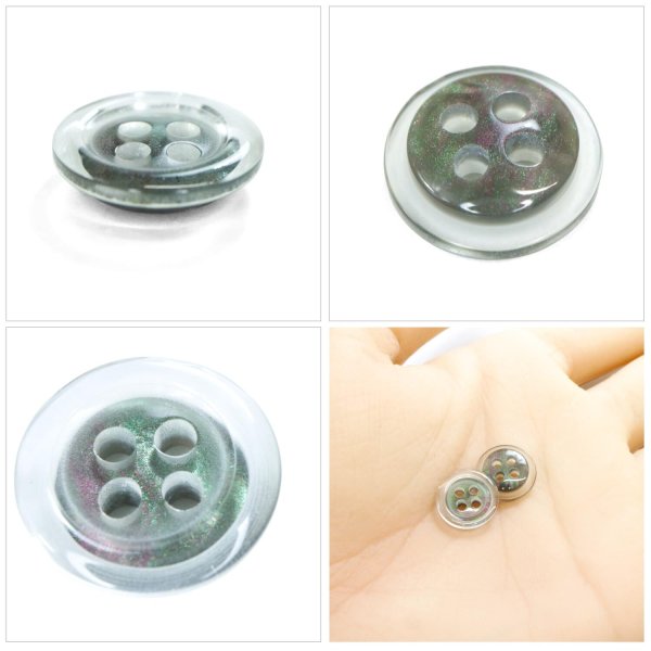 画像5: 樹脂ボタン シェル調【ブラック】11.5mm 15個入 丸型 四つ穴 クリアリム 手芸 服飾 付け替え きらきらぷんぷん丸 B-1795 (5)