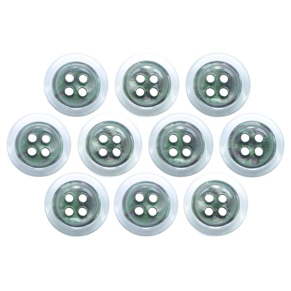 画像1: 樹脂ボタン シェル調【ブラック】15mm 10個入 丸型 四つ穴 クリアリム 手芸 服飾 付け替え きらきらぷんぷん丸 B-1796 (1)