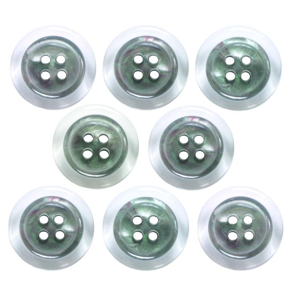 画像1: 樹脂ボタン シェル調【ブラック】18mm 8個入 丸型 四つ穴 クリアリム 手芸 服飾 付け替え きらきらぷんぷん丸 B-1797 (1)