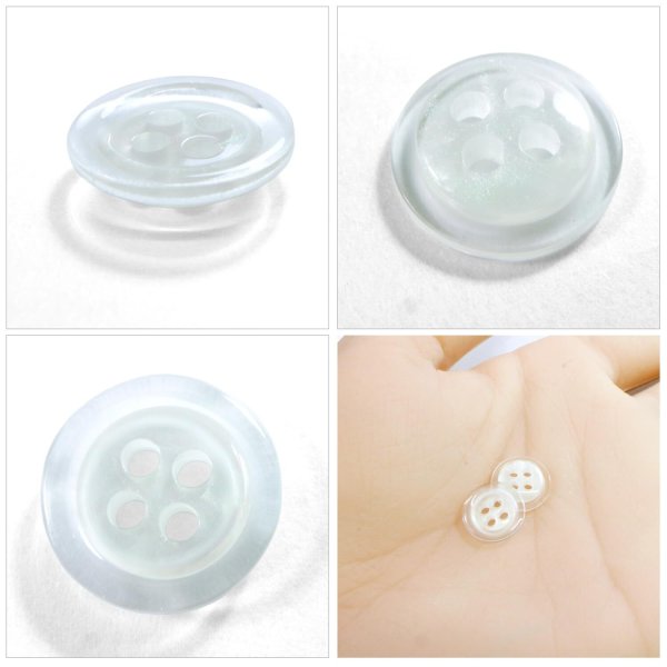 画像5: 樹脂ボタン シェル調【ホワイト】11.5mm 15個入 丸型 四つ穴 クリアリム 手芸 服飾 付け替え きらきらぷんぷん丸 B-1798 (5)