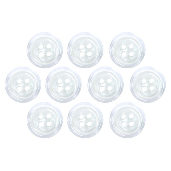 画像1: 樹脂ボタン シェル調【ホワイト】15mm 10個入 丸型 四つ穴 クリアリム 手芸 服飾 付け替え きらきらぷんぷん丸 B-1799 (1)