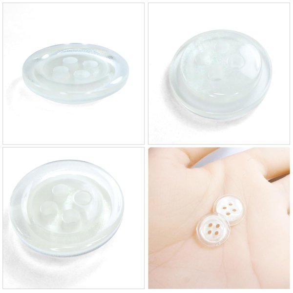 画像5: 樹脂ボタン シェル調【ホワイト】15mm 10個入 丸型 四つ穴 クリアリム 手芸 服飾 付け替え きらきらぷんぷん丸 B-1799 (5)