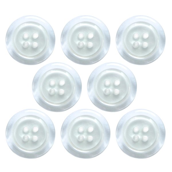 画像1: 樹脂ボタン シェル調【ホワイト】18mm 8個入 丸型 四つ穴 クリアリム 手芸 服飾 付け替え きらきらぷんぷん丸 B-1800 (1)