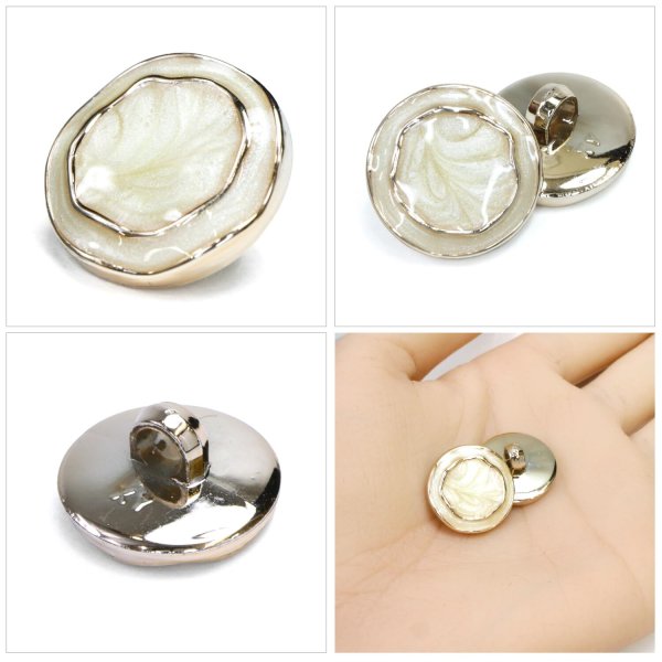 画像5: メタル調樹脂ボタン マーブル柄【アイボリー】18mm 8個入 丸型 足つき 手芸 服飾 付け替え きらきらぷんぷん丸 B-1843 (5)