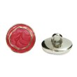 画像1: メタル調樹脂ボタン マーブル柄【レッド】18mm 8個入 丸型 足つき 手芸 服飾 付け替え きらきらぷんぷん丸 B-1845 (1)