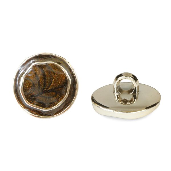 画像1: メタル調樹脂ボタン マーブル柄【ブラウン】18mm 8個入 丸型 足つき 手芸 服飾 付け替え きらきらぷんぷん丸 B-1849 (1)
