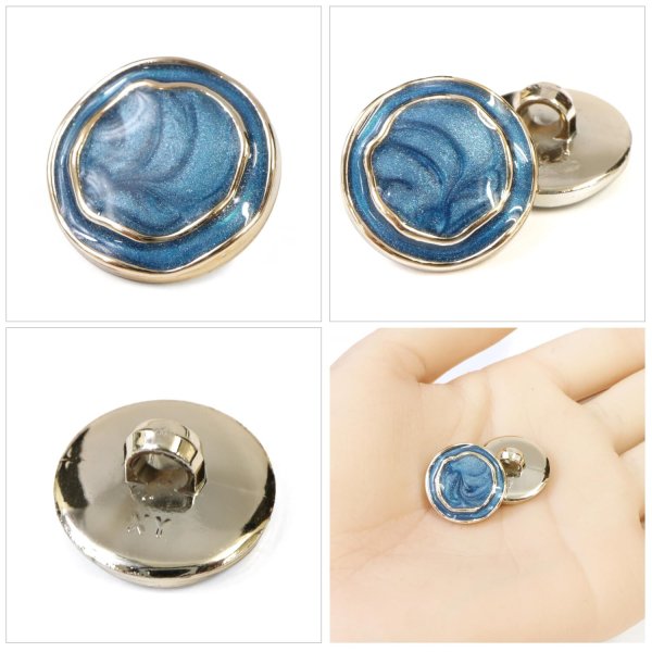 画像5: メタル調樹脂ボタン マーブル柄【ネイビー】18mm 8個入 丸型 足つき 手芸 服飾 付け替え きらきらぷんぷん丸 B-1853 (5)