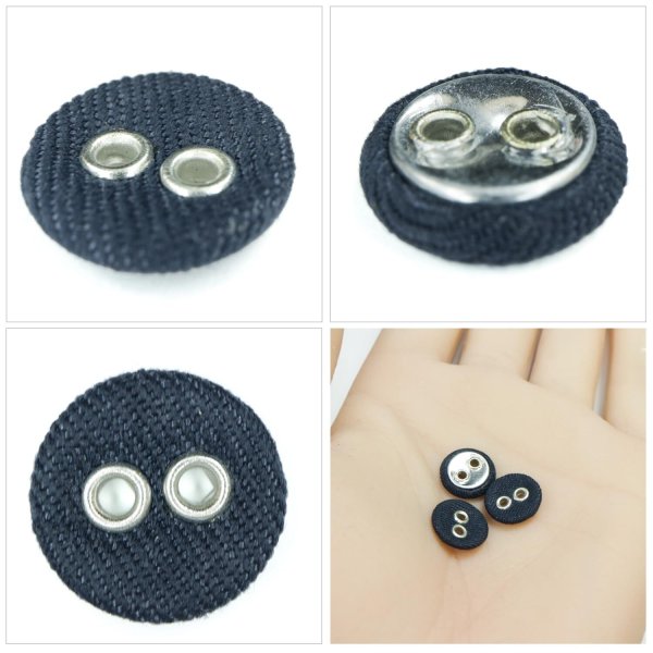 画像5: 布張りボタン 二つ穴【ネイビー】11mm 15個入 丸型 裁縫 手芸 服飾 付け替え きらきらぷんぷん丸 B-1861 (5)