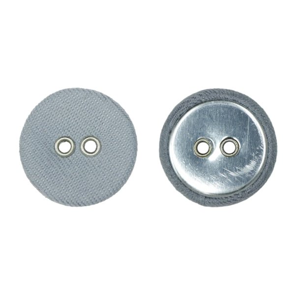 画像1: 布張りボタン 二つ穴【グレー】18mm 8個入 丸型 裁縫 手芸 服飾 付け替え きらきらぷんぷん丸 B-1866 (1)