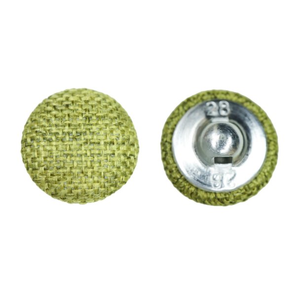 画像1: リネン調布張り シャンクボタン【カーキ】18mm 8個入 丸型 足つき 手芸 服飾 付け替え きらきらぷんぷん丸 B-1877 (1)