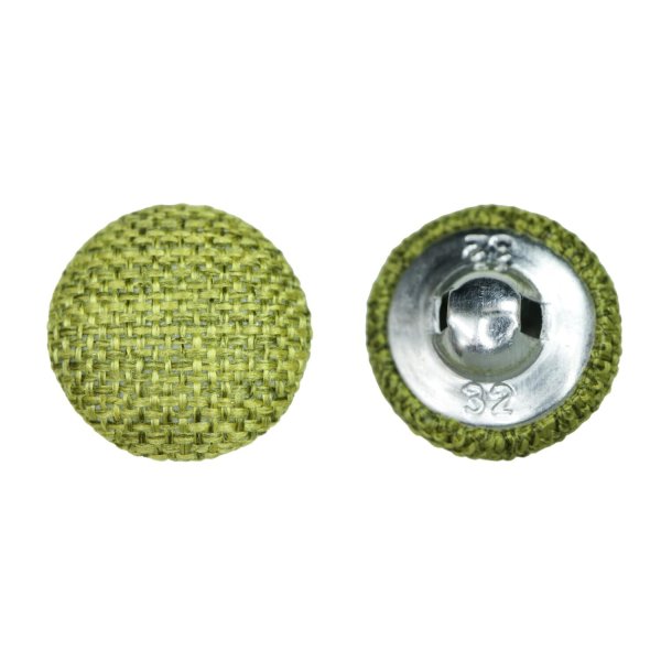 画像1: リネン調布張り シャンクボタン【カーキ】20mm 6個入 丸型 足つき 手芸 服飾 付け替え きらきらぷんぷん丸 B-1878 (1)