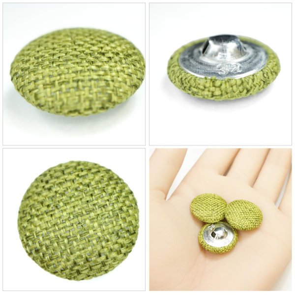 画像5: リネン調布張り シャンクボタン【カーキ】20mm 6個入 丸型 足つき 手芸 服飾 付け替え きらきらぷんぷん丸 B-1878 (5)