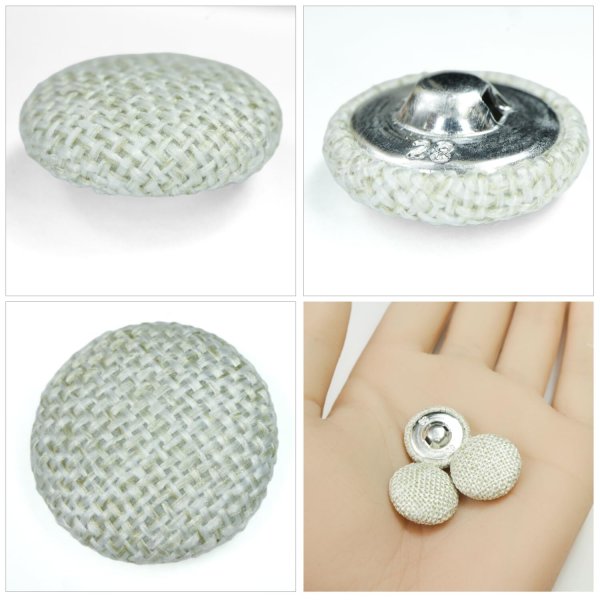 画像5: リネン調布張り シャンクボタン【ベージュ】18mm 8個入 丸型 足つき 手芸 服飾 付け替え きらきらぷんぷん丸 B-1883 (5)