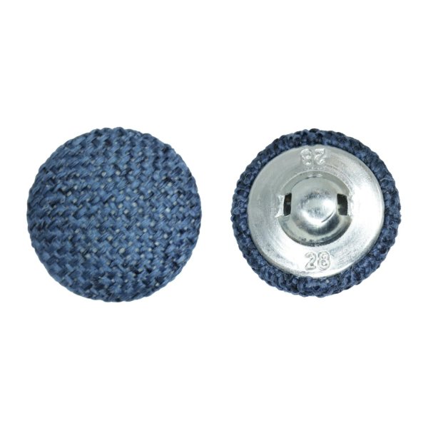 画像1: リネン調布張り シャンクボタン【ネイビー】18mm 8個入 丸型 足つき 手芸 服飾 付け替え きらきらぷんぷん丸 B-1886 (1)