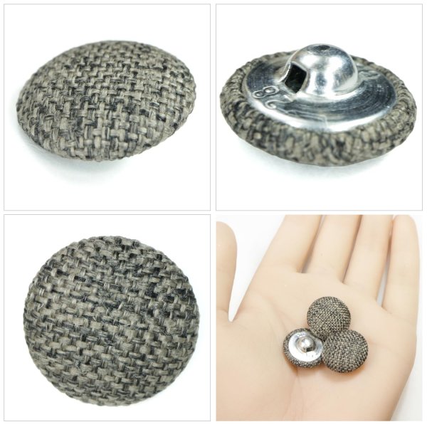 画像5: リネン調布張り シャンクボタン【ブラウン】18mm 8個入 丸型 足つき 手芸 服飾 付け替え きらきらぷんぷん丸 B-1889 (5)